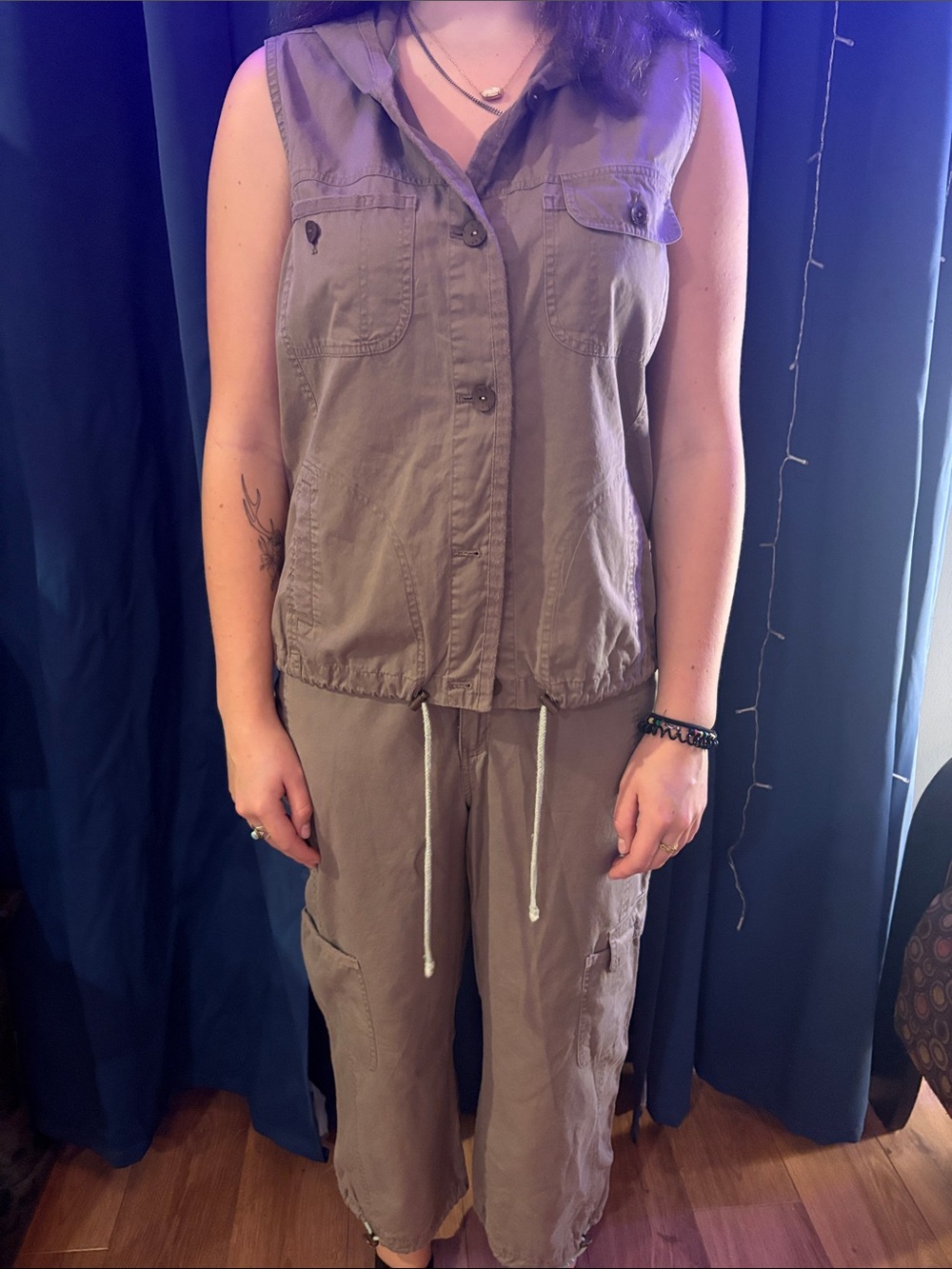 Sleeveless Utility 2 piece Jumpsuit in Taupe
